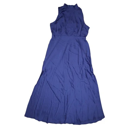 Lulus | Dresses | Lulus Dress Womens X Blue Satin High Neck Sleeveless Maxi  Formal Evening Party | Poshmark
